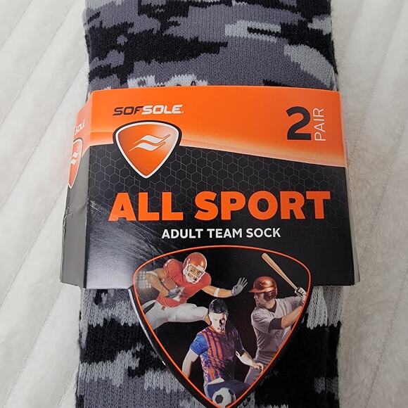 Sof‎ Sole All Sport Socks 2-Pair Men’s Size 5–9.5 Camouflage Team Athletic Crew - Picture 3 of 6